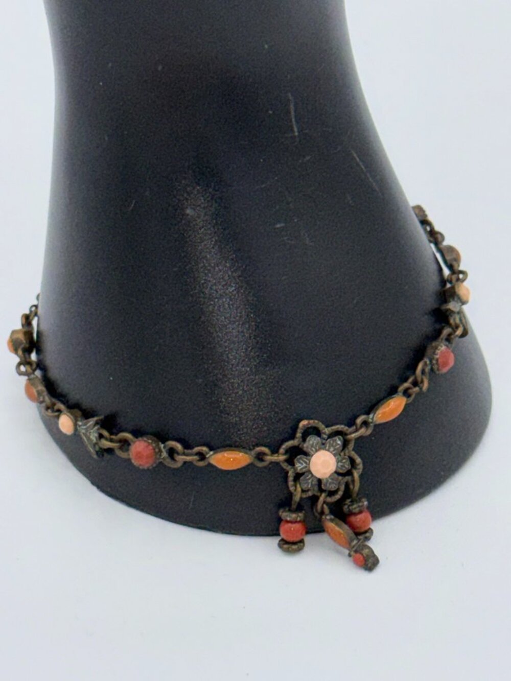 Avon Floral Charm Bracelet – Bronze Tone Beaded Vintage Style - Picture 14 of 16
